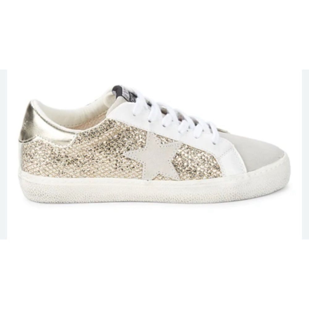 Vintage Havana April Gold Glitter Multi Suede Sneakers Size 7.5